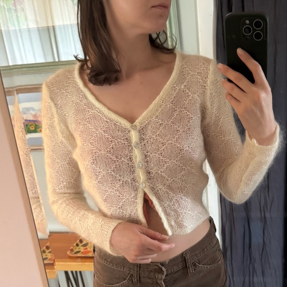 Vintage 90s/00s Express Tricot Sweater Top Medium Mohair Blend Doen Sezane Style - Picture 10 of 10